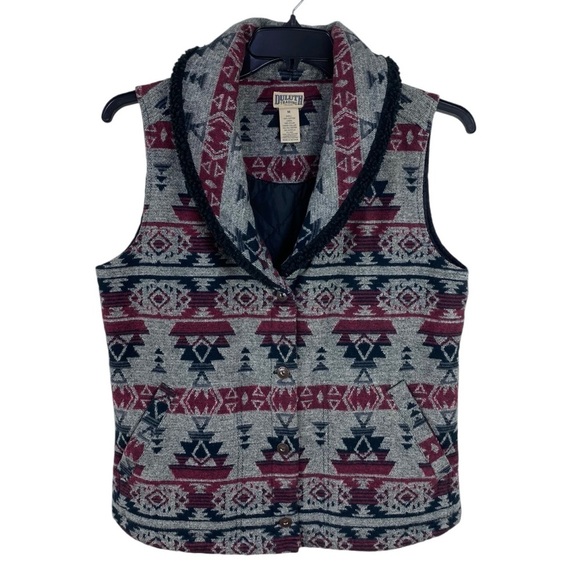 Duluth Trading Co Sherpa Festivest Aztec Vest Women’s Size M Gray Southwestern - Picture 8 of 9